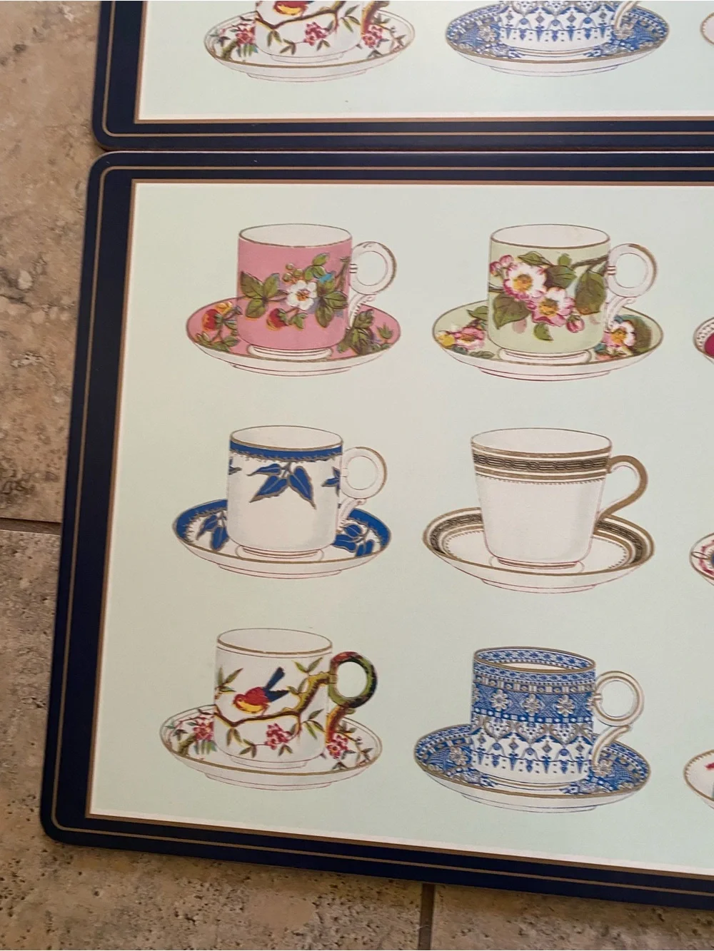 Pimpernel Made in England 4 Cork Floral Teacup Placemats 16x12 English Country